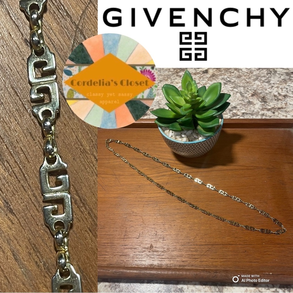 VINTAGE Givenchy Gold Luxury Logo Classy Elegant 24” Necklace 100% Authentic!